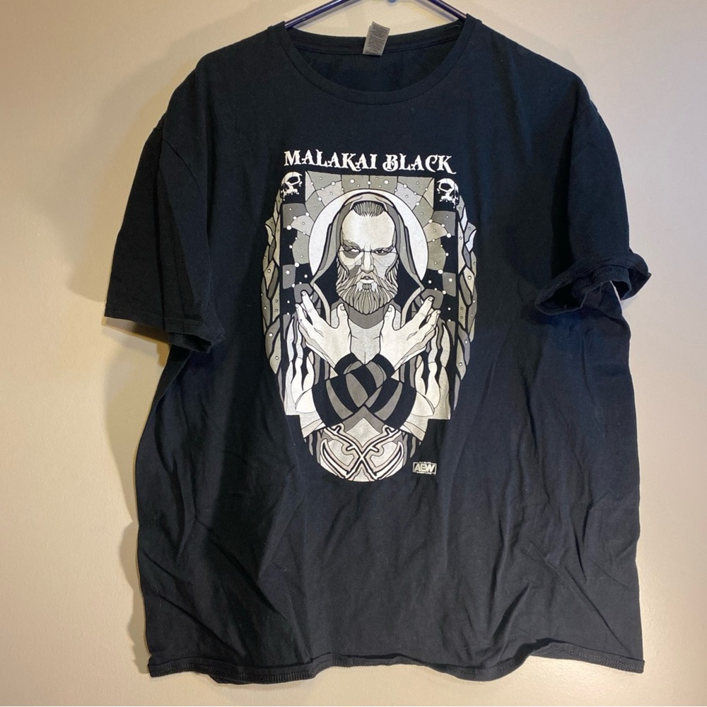 Malakai Black AEW Shirt X-Large Black Short Sleeve Tee Wrestling WWE Graphic Pnt
